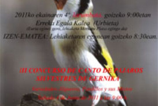 Gernika acogerá este sábado el tercer concurso de canto de pájaros silvestres