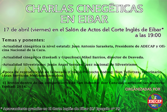 Expertos hablarán esta tarde en Eibar sobre actualidad cinegética