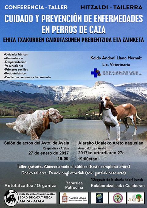 CHARLA SOBRE CUIDADO Y PREVENCIÓN DE LAS ENFERMEDADES EN LOS PERROS DE CAZA