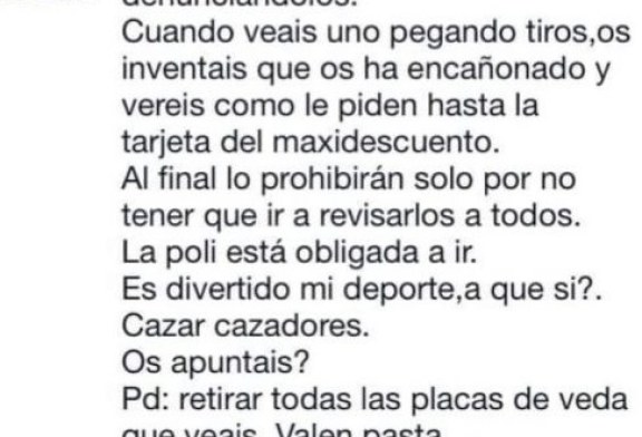 LA ONC DENUNCIA ANTE LA FISCALÍA A UN INDIVIDUO QUE INCITABA A DENUNCIAR FALSAMENTE A LOS CAZADORES