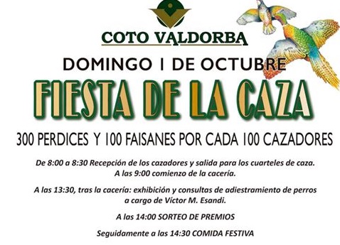 Navarra: Domingo 1 de Octubre, Fiesta de la Caza en el Coto Valdorba