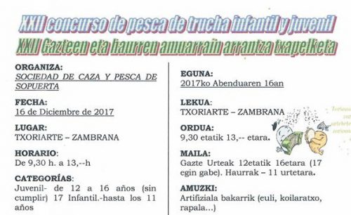 Bizkaia: 16 de diciembre XXII Concurso pesca infantil Sopuerta