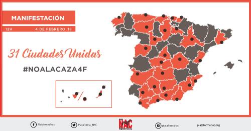 Mientras los cazadores no somos capaces de unirnos. El cuatro de febrero concentraciones en 31 ciudades contra la caza