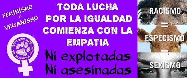 Animalistas navarras equiparan los asesinatos machistas con el sacrificio de animales para consumo humano