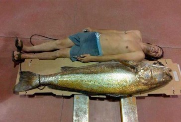 Tremenda corvina de 180 centímetros pescada en Huelva