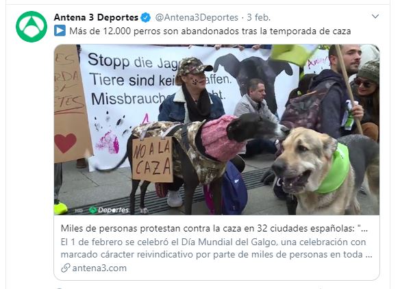 La RFEC solicita a Antena 3 la celebración de un debate en directo para aclarar el tema de los abandonos de perros