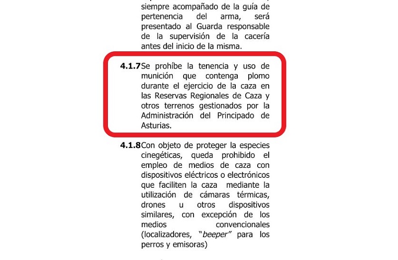 La RFEC y la Federación Asturiana presentan un escrito al Principado por la prohibición del uso de plomo en las reservas regionales de caza