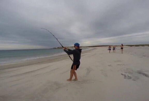 VÍDEO: Un adolescente pesca un tiburón de tres metros en una playa y termina cogiéndolo con las manos
