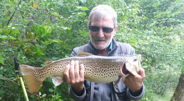 Trucha gigante pescada en el rio Sella