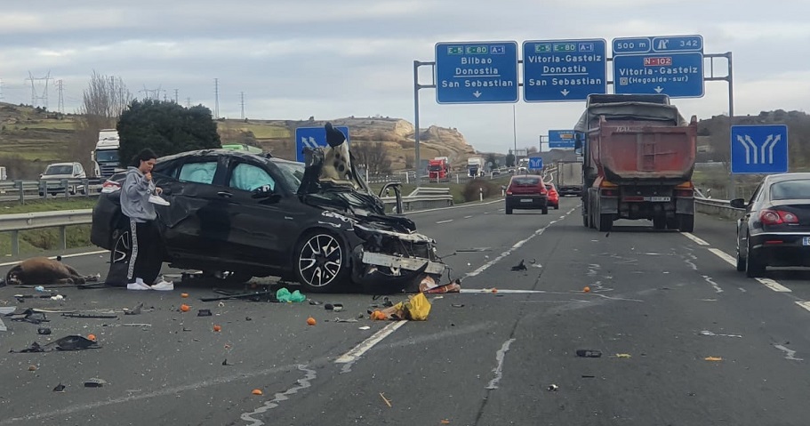 Grave accidente provocado por un jabalí en Nanclares de de Oca