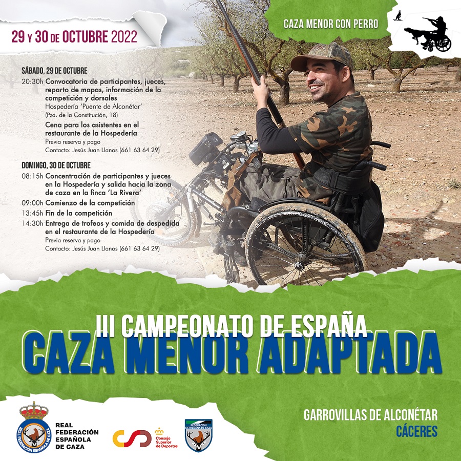 El III Campeonato de España de Caza Menor Adaptada se desplaza a Garrovillas de Alconétar (Cáceres)