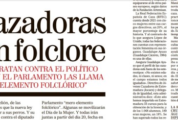 ‘Cazadoras sin folclore’, publicado por Jaime Lázaro en Crónica, de El Mundo, II Premio de Periodismo Mundo Rural